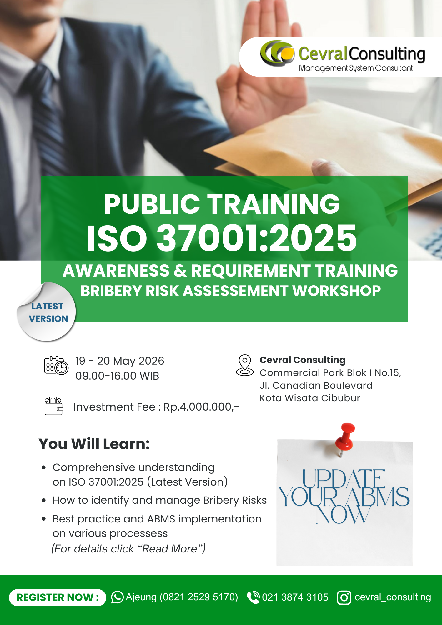 ISO 37001:2025 Awareness & Requirement Training (+ workshop: Bribery Risk Assessment)